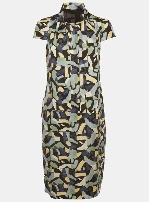 Max Mara Multicolour Satin Cape Sleeve Mini Dress M