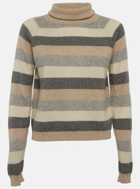 Max Mara Multicolour Striped Cashmere Turtle Neck Sweaters M