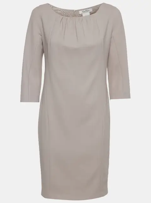 Max Mara Beige Wool Shift Mini Dress S