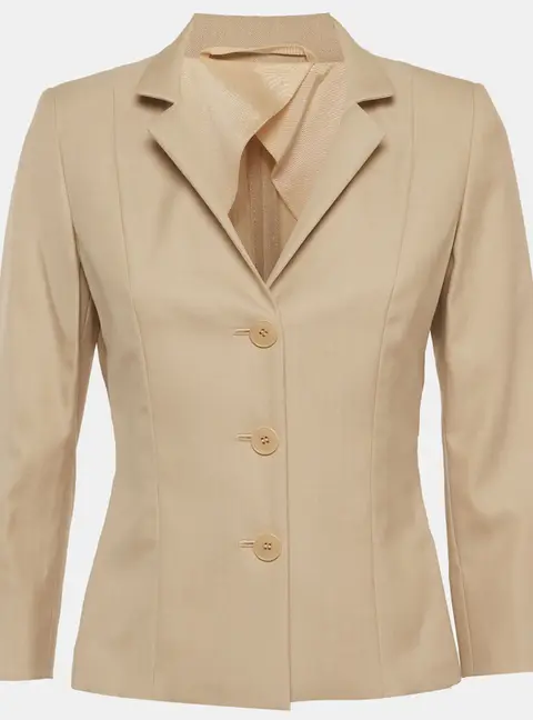 Max Mara Beige Wool Blend Regular Fit Blazer S