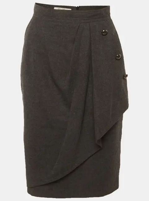 Max Mara Grey Wool Blend Wrap Mini Skirt S