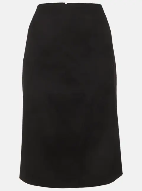 Max Mara Black Flannel Zip Up Pencil Skirt L