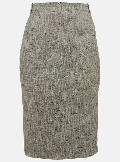 Max Mara Grey Tweed Pencil Skirt L