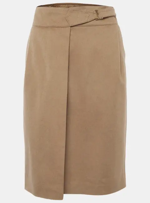 Max Mara Brown Wool Buckle Detail Mini Skirt L
