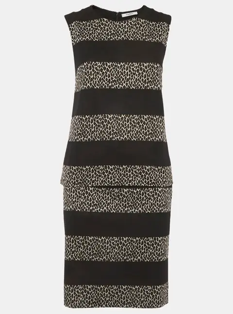 Max Mara Black Leopard Print Panel Knit Top and Skirt Set S