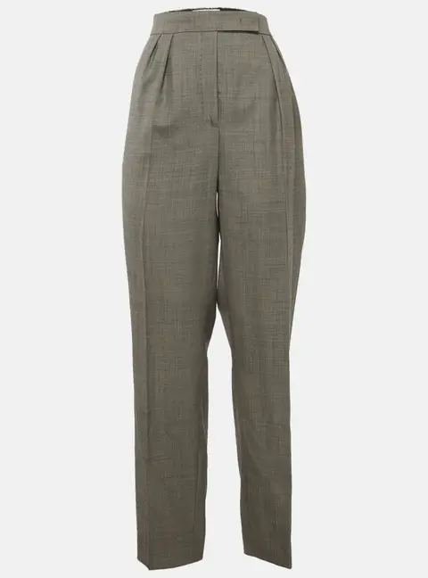 Max Mara Grey Wool Blend Pleated Wide Leg Trousers XL