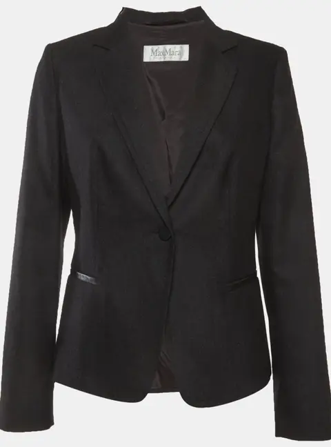 Max Mara Black Wool Blend Single Breasted Blazer M