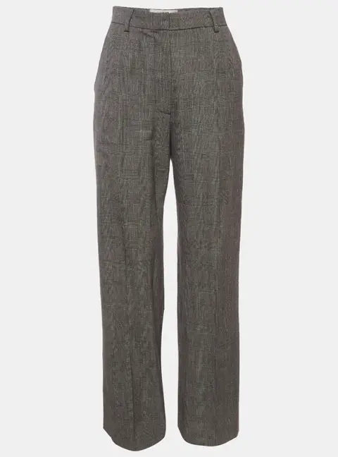 Max Mara Grey Glen Plaid Wool Blend Formal Trousers M