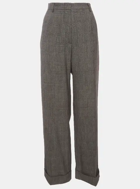 Max Mara Grey Prince of Whales Wool Trousers L