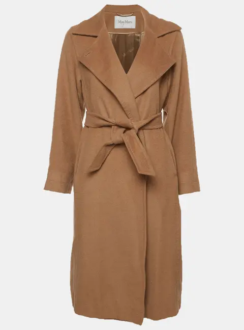 Max Mara Brown Camel Fur Mid-Length Coat S