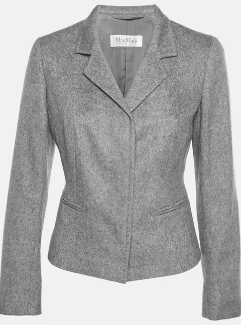 Max Mara Grey Wool Blend Regular Fit Blazer S