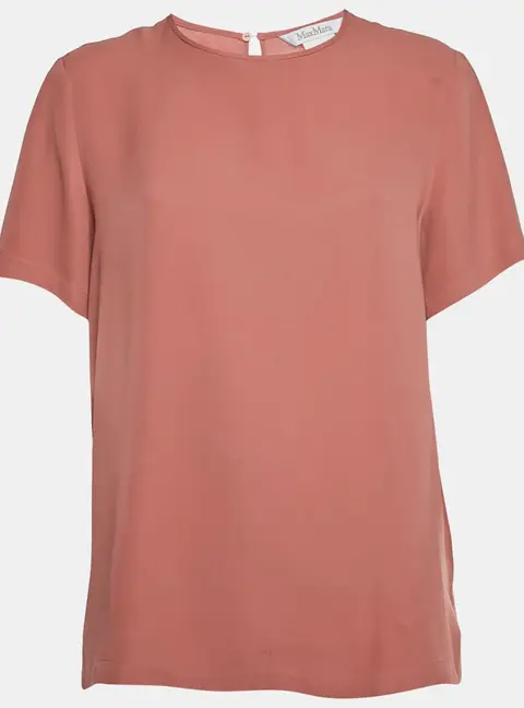 Max Mara Dusty Pink Crepe Short Sleeve Blouse L