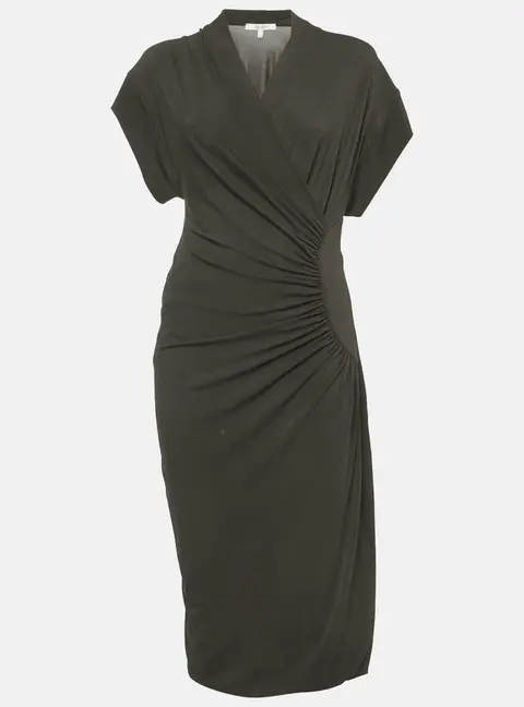 Max Mara Brown Jersey Knit Draped Detail Midi Dress M