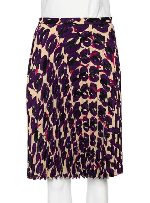 Max Mara Studio Multicolored Printed Georgette Pleated Skirt S