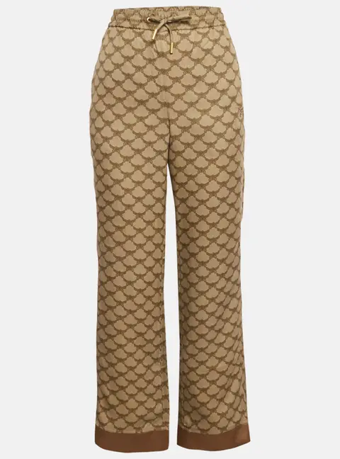 MCM Beige Monogram Jacquard Trousers S
