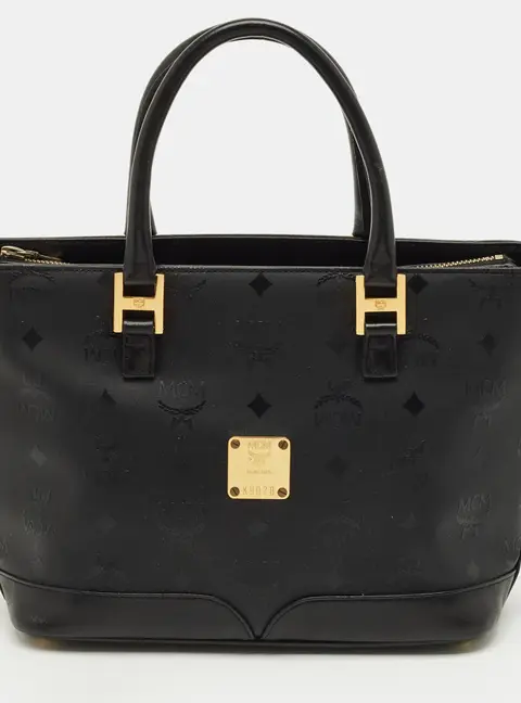MCM Black Visetos Nylon Top Zip Tote