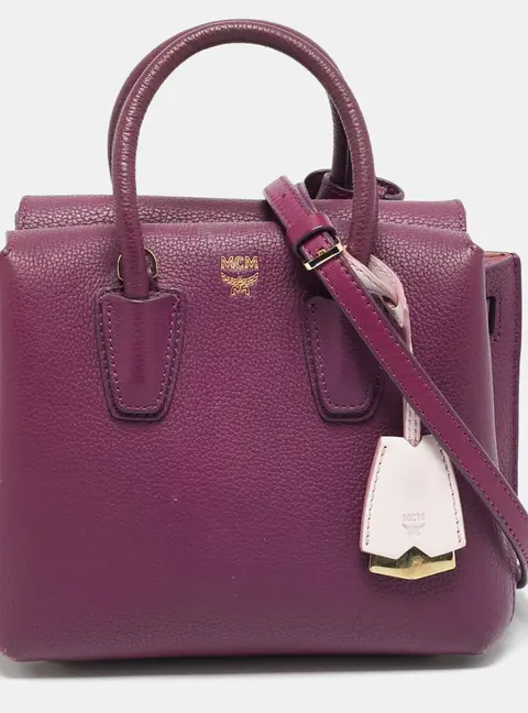 MCM Milla Park Avenue Mini Purple Leather Tote