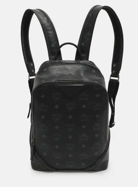 MCM Duke Black Visetos Coated Canvas Backpacks