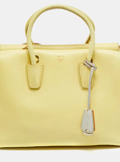 MCM Milla Medium Yellow Leather Tote