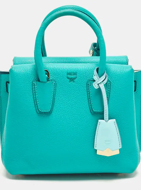 MCM Milla Park Avenue Mini Green Leather Tote