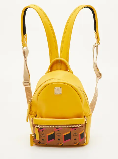 MCM Stark Yellow Visetos Coated Canvas and Leather Backpack
