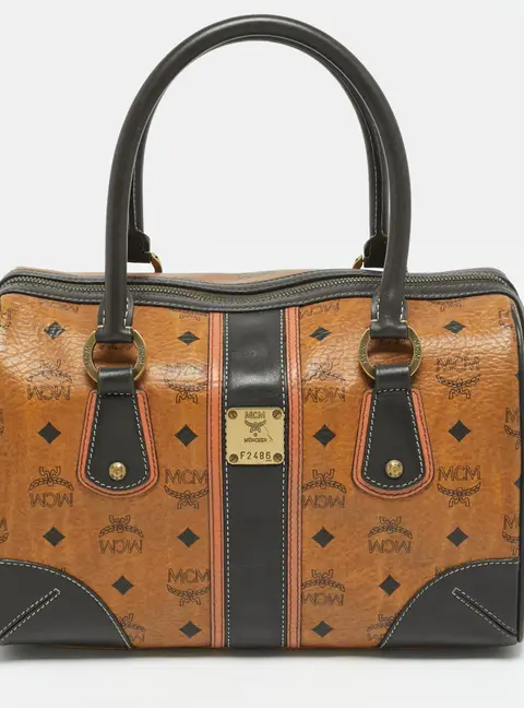 MCM Heritage Tricolor Visetos Coated Canvas Boston Bag