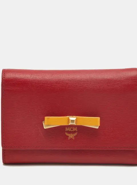 MCM Bow Red/Yellow Leather Trifold Wallet