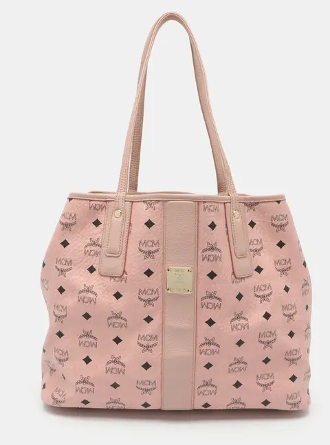 MCM Liz Pink Visetos Coated Canvas Shopper Tote