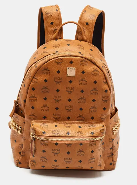 MCM Stark Large Cognac Visetos Coated Canvas Backpack
