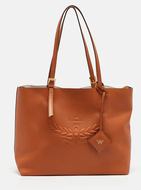 MCM Cognac Leather Medium Himmel Shopper Tote