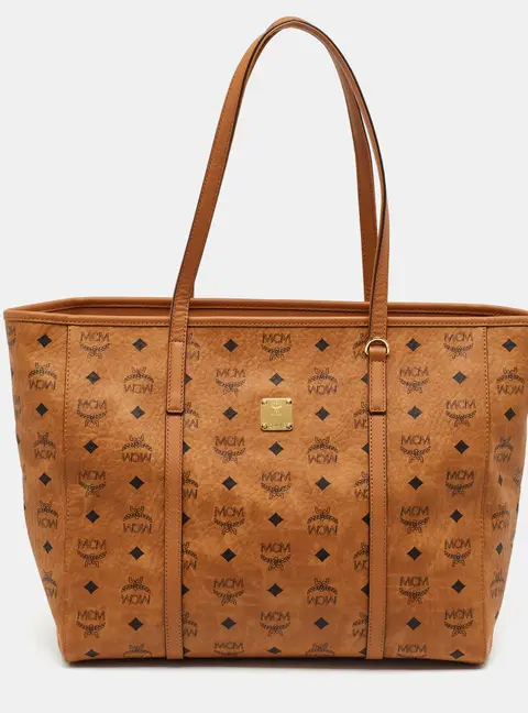 MCM Toni Tan Visetos Coated Canvas and Leather Shopper Tote