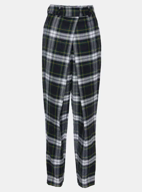McQ by Alexander McQueen Green Tartan Wool Pleated Trousers S