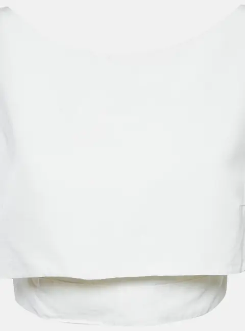 McQ by Alexander McQueen White Faille Cotton Blend Layered Crop Top M