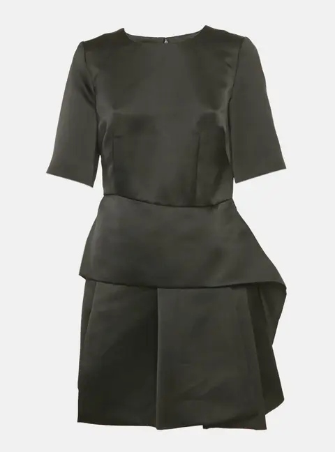 McQ by Alexander McQueen Black Taffeta Sculpted Peplum Mini Dress M