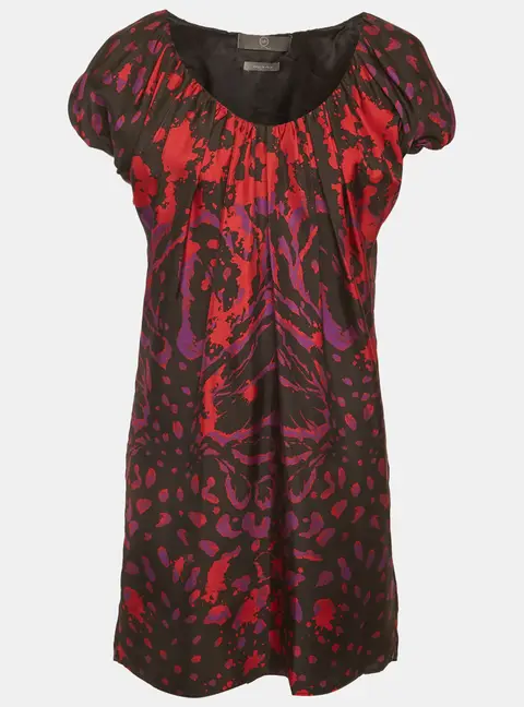 McQ By Alexander McQueen Multicolour Graphic Print Silk Puff Sleeve Mini Dress M