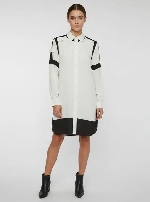 McQ by Alexander McQueen Black/Off White Crepe Button Up Shirt S