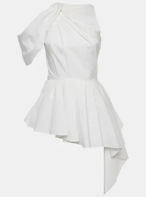 Alexander McQueen White Cotton Asymmetric Top S