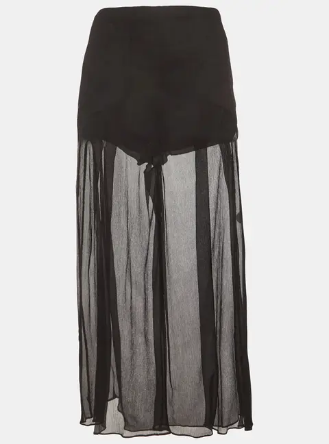McQ by Alexander McQueen Black Silk Chiffon Wide Leg Pants S