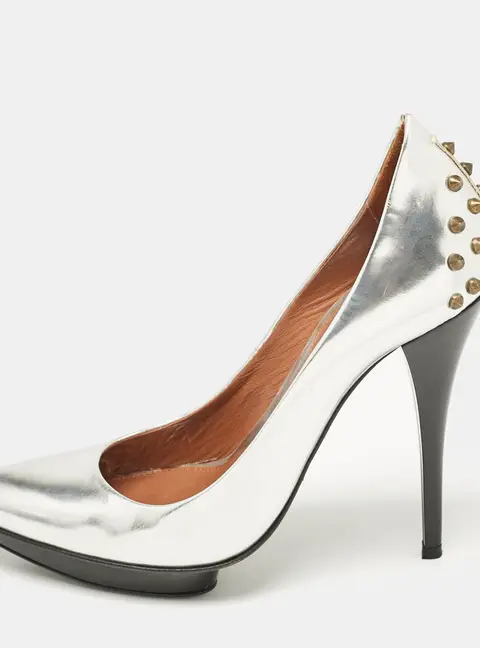 McQ by Alexander McQueen Silver Leather Platform Pumps Size 39
