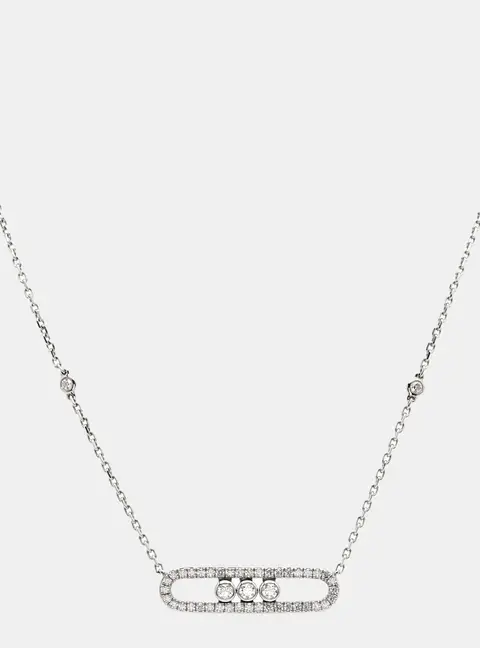 Messika Move Classique Pave Diamonds 18k White Gold Necklace