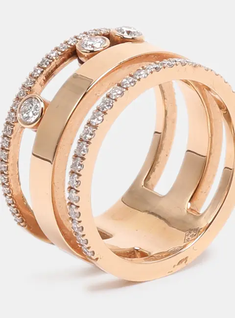 Messika Move Romane Diamonds 18k Rose Gold Ring Size 52