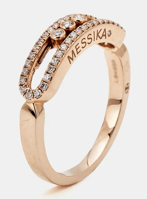 Messika Baby Move Pav&eacute; Diamonds 18k Rose Gold Ring Size 54
