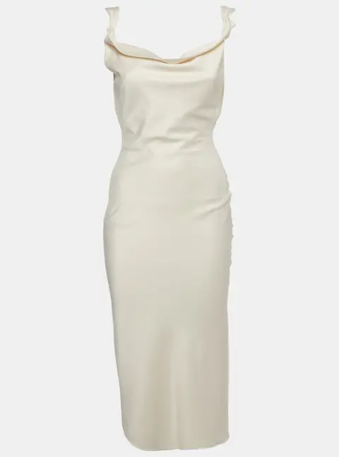 Michael Costello X Revolve Cream Satin Cowl Neck Dress XXS