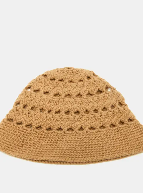 Michael Kors Brown Crochet Cashmere Beanie M