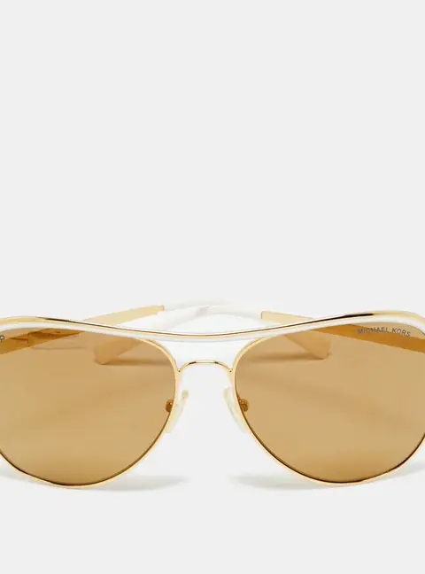 Michael Kors Gold/White MK 1012 Viviana Aviator Sunglasses