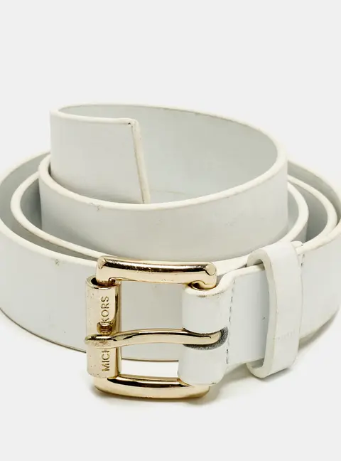 Michael Kors Buckle Belt White Leather