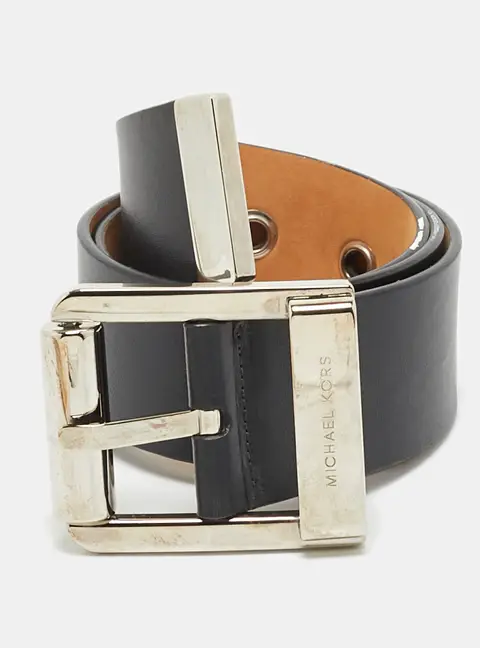 Michael Kors XS Buckle Wide Belt Black Leather
