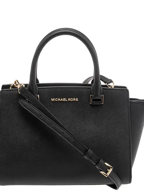 Michael Kors Selma Black Leather Satchel
