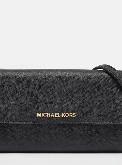 Michael Kors Black Leather Jet Set Flap Crossbody Bag