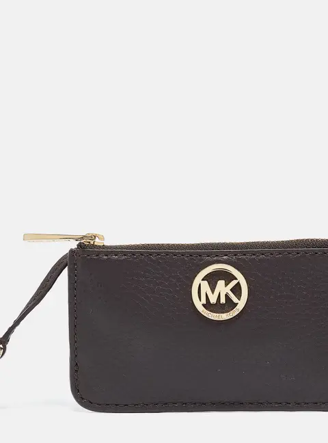 Michael Kors Dark Brown Leather Top Zip Coin Purse